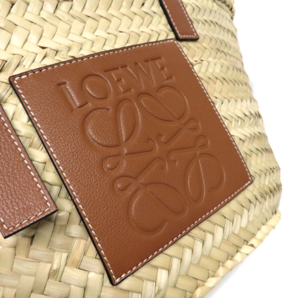 Loewe Medium Tan Palm Natural Bag Leaf Raffia Calfskin Basket - Picture 8 of 16